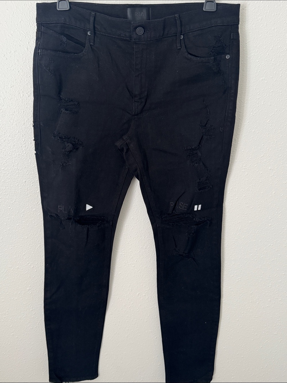 RtA Black Distressed Skinny Jeans
